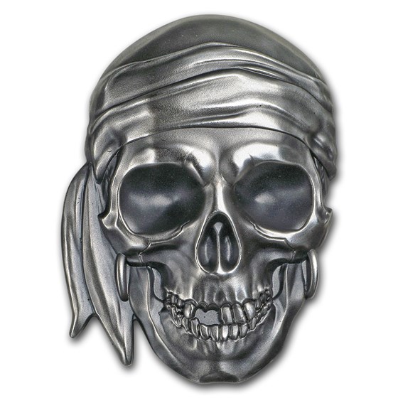 2017 Palau 1 oz Silver Antique Finish Pirate Skull 2017 Palau 1 oz Silver Antique Finish Pirate Skull